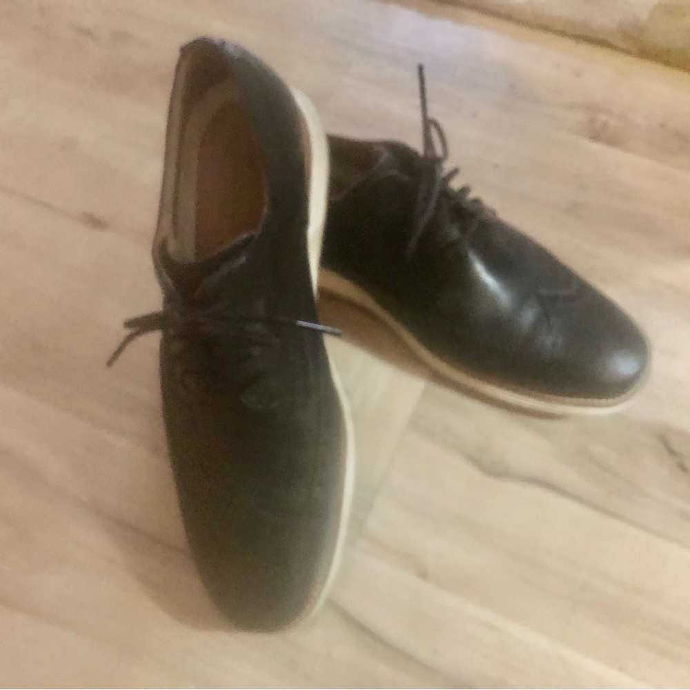 Cole Haan Grand OS - Black Leather Lace-Up Loafers with White Sole 11